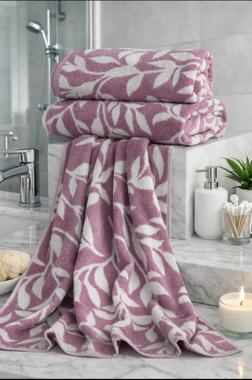 1 PC Bath Towel-Pastel Flower(Lilac) - Image 2