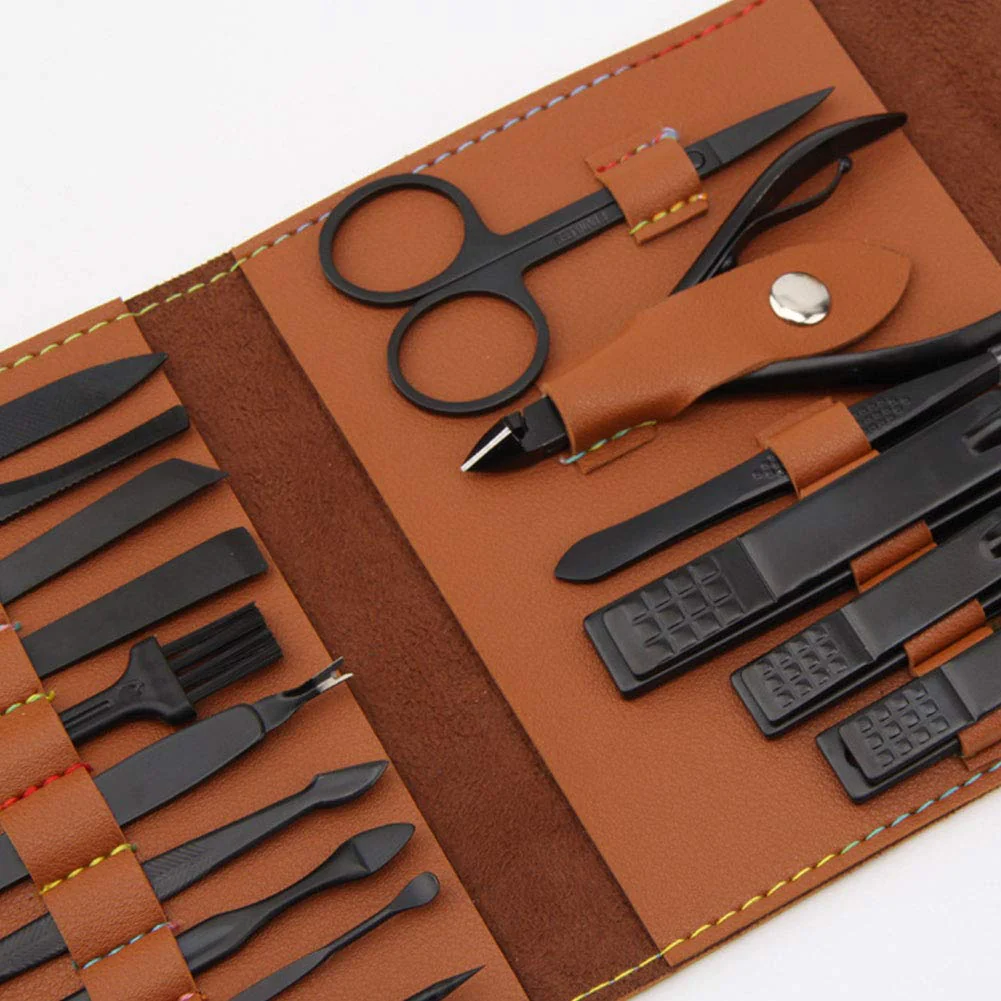 16 PCs Nail Clipper/Manicure & Pedicure Kit-Brown - Image 6