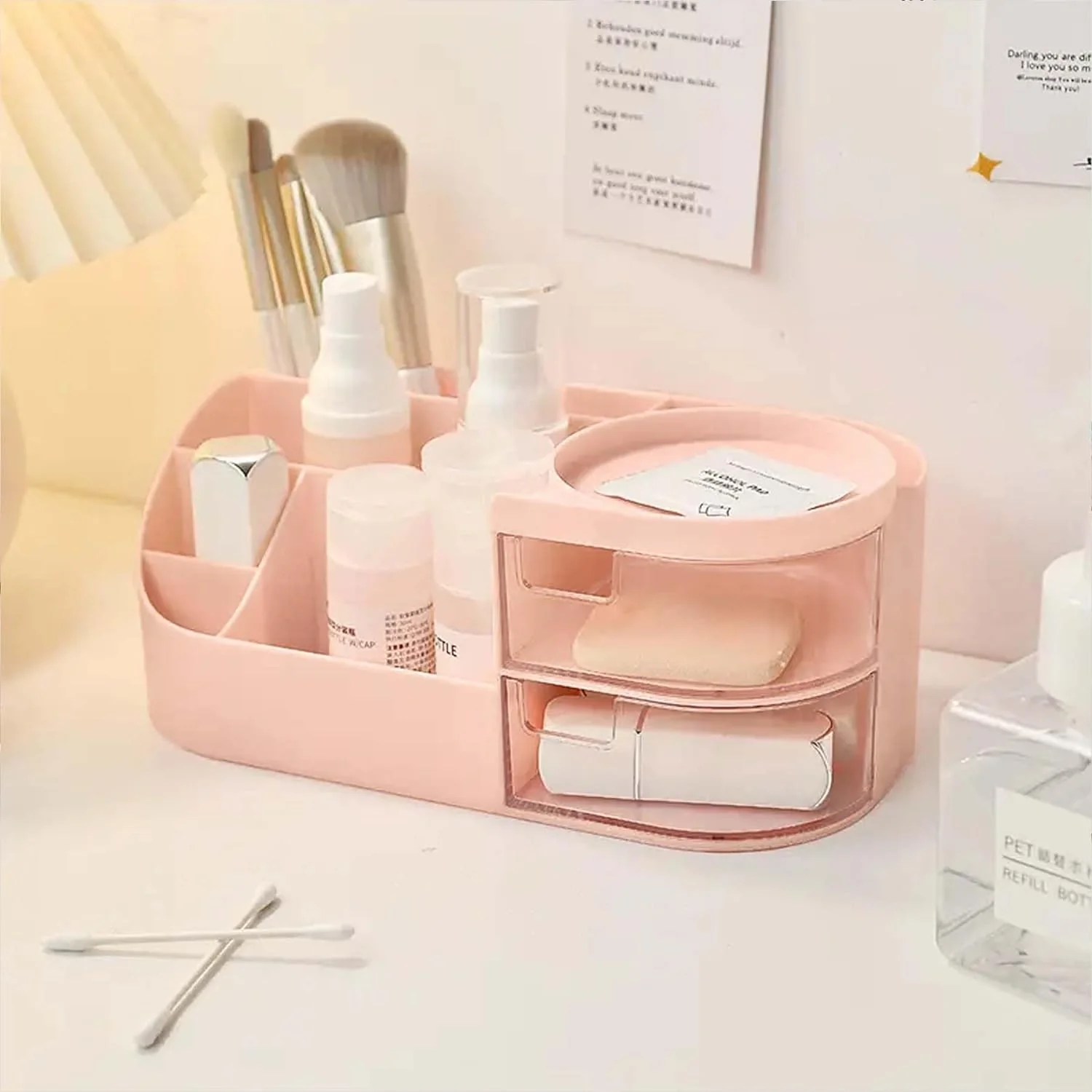 1pc Rotating Cosmetic Organizer-Pink - Image 4