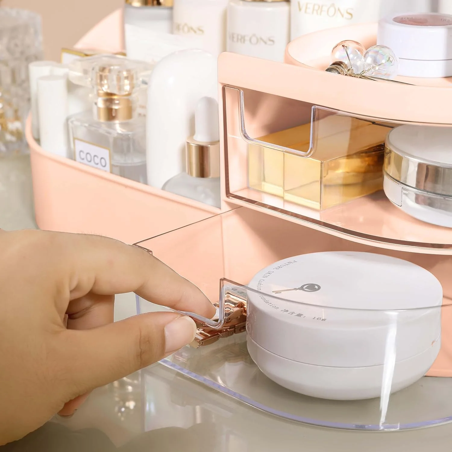 1pc Rotating Cosmetic Organizer-Pink - Image 7
