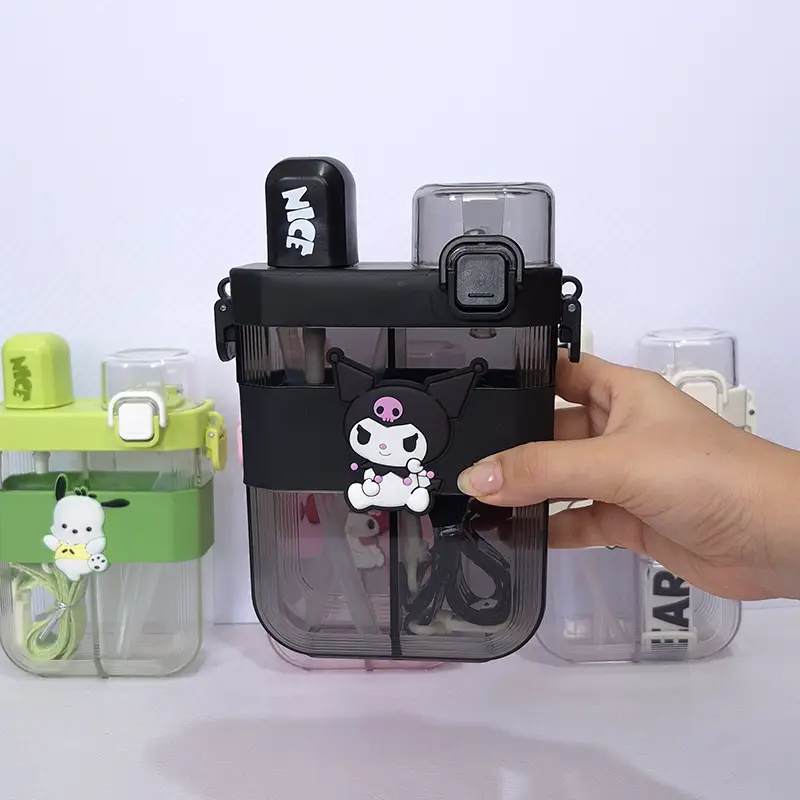 2 in 1 Cute Cartoon Dual Compartment Water Bottle with Straw (SA2510-148) - Image 13
