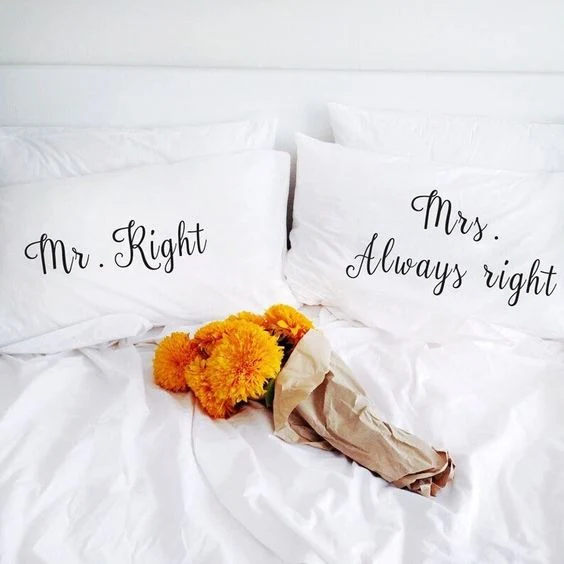 2 PCs Digital Printed Couple Pillow-Mr/Mrs Right - Image 2