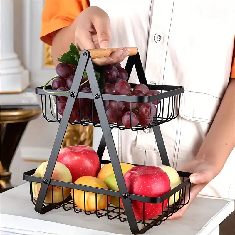 2 Tier Metalic Multi Purpose Storage Basket- Black(5322) - Image 5