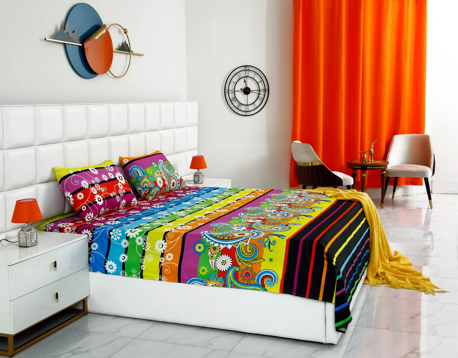 2Pcs Single Bed Sheet-Multi Flowers - Image 7