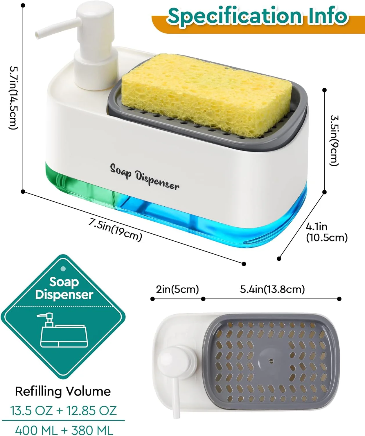 3-in-1 Hand and Dish Soap Dispenser (SA2510-013) - Image 8