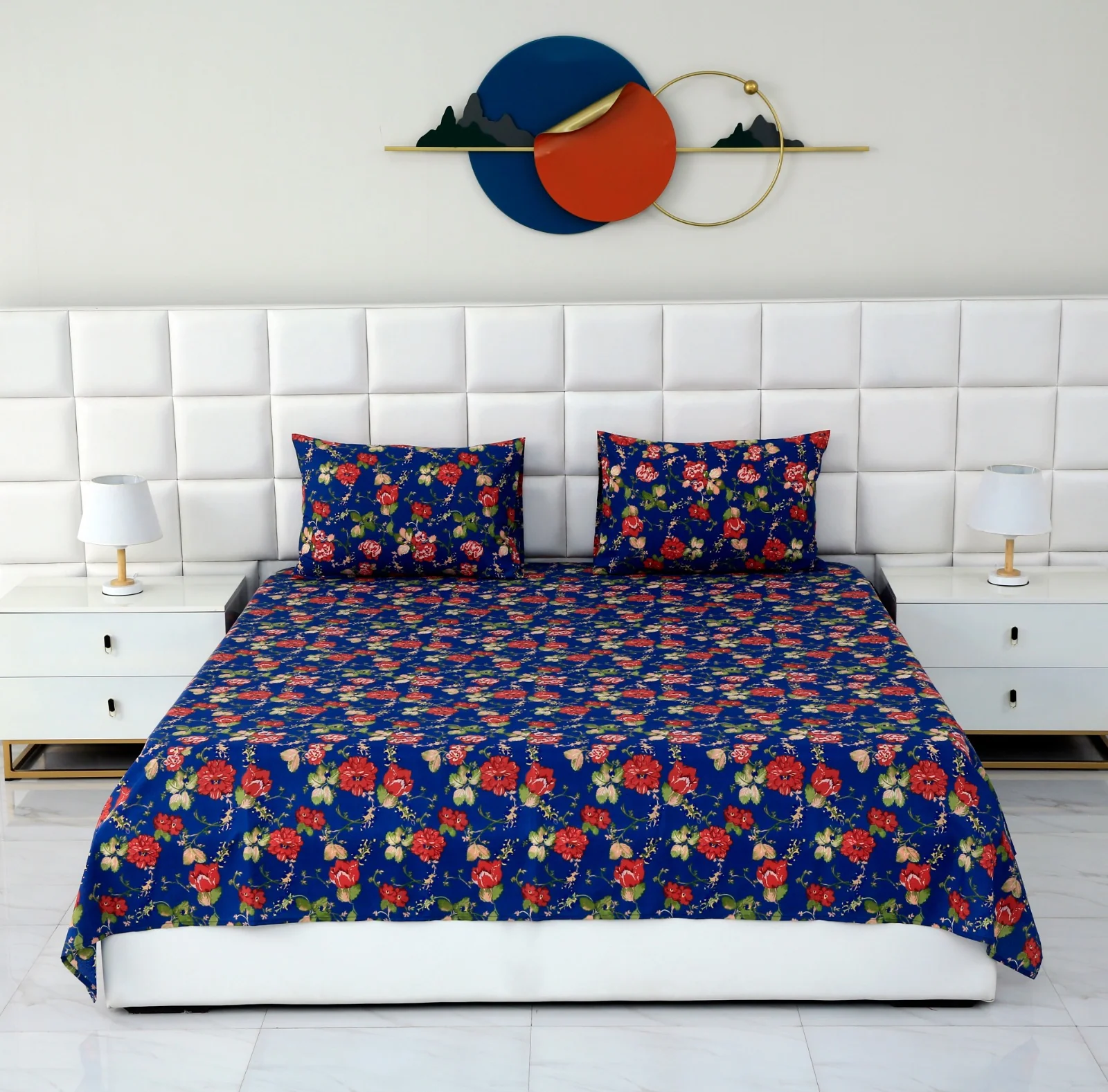 3 PCs Double Bed Sheet-Botanic - Image 4