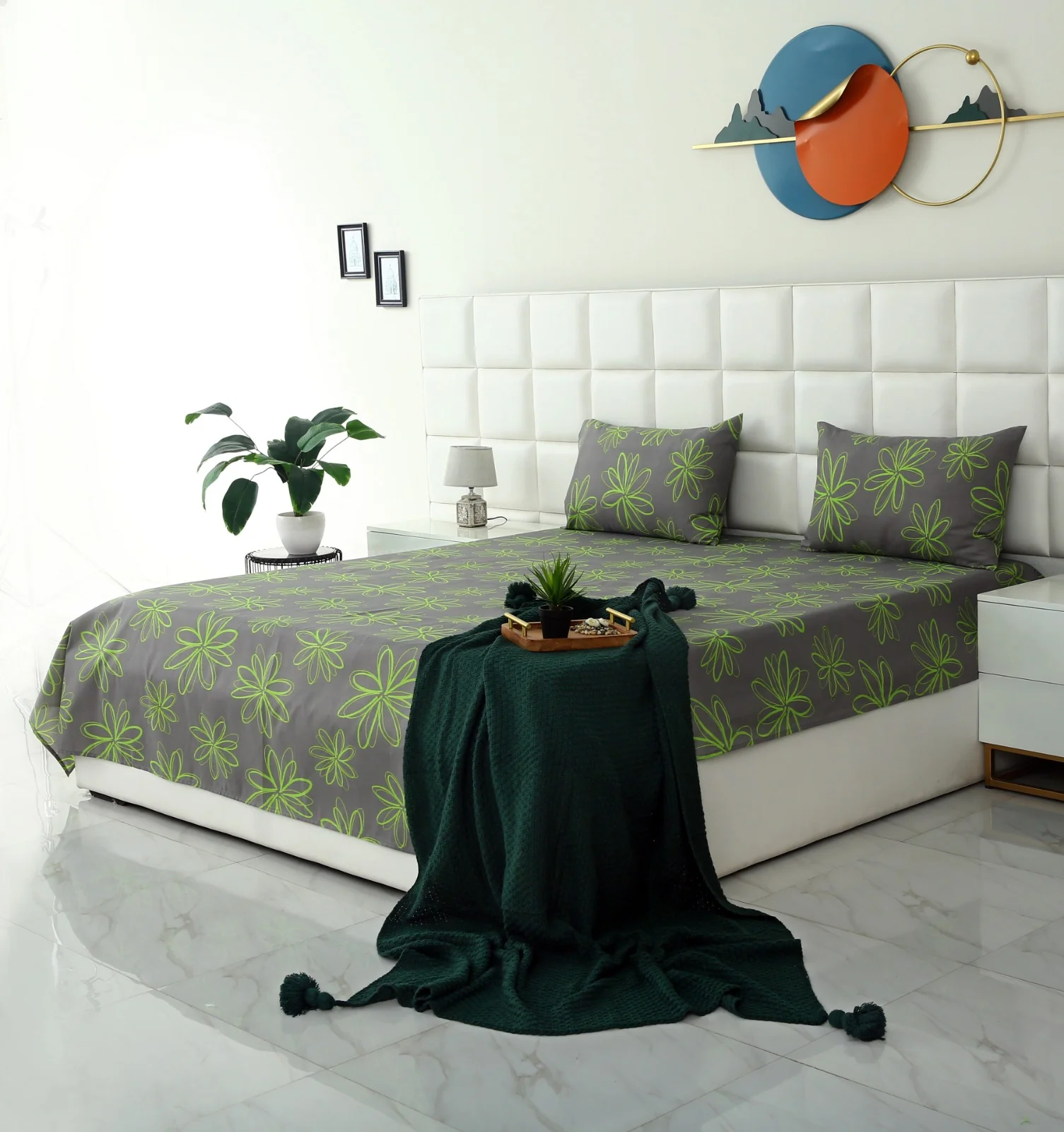 3 PCs Double Bed Sheet-Carnation - Image 8