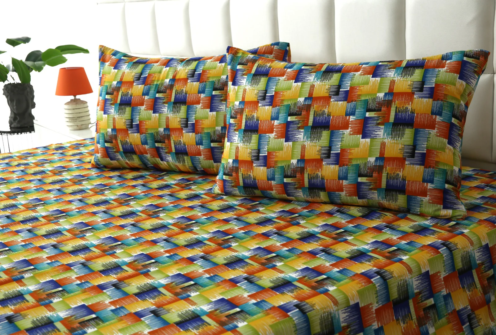 3 PCs Double Bed Sheet-Coral Rush - Image 6