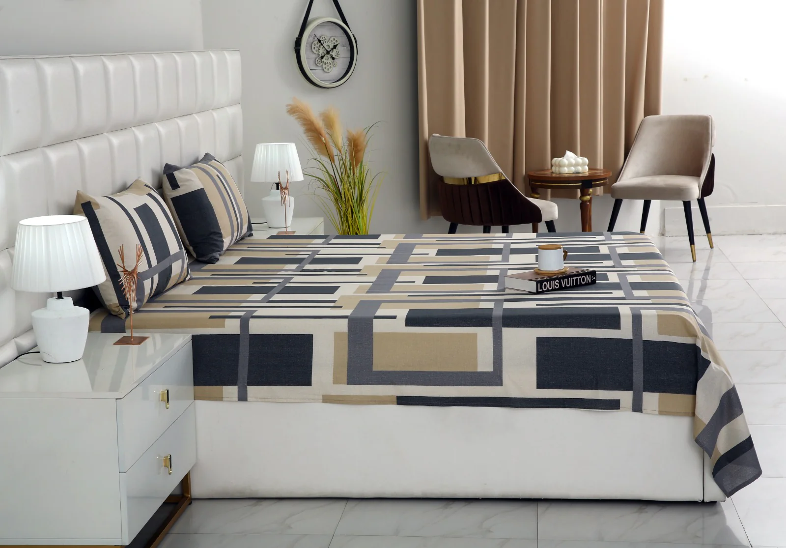 3 PCs Double Bed Sheet-DB-249 - Image 4