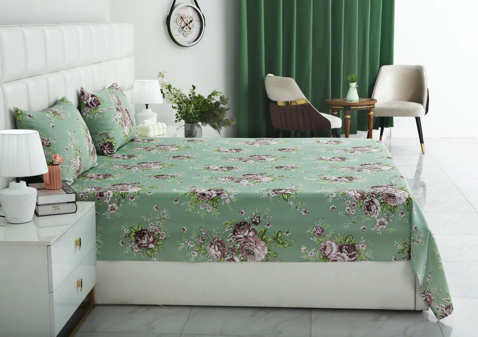 3 PCs Double Bed Sheet-DB259 - Image 4