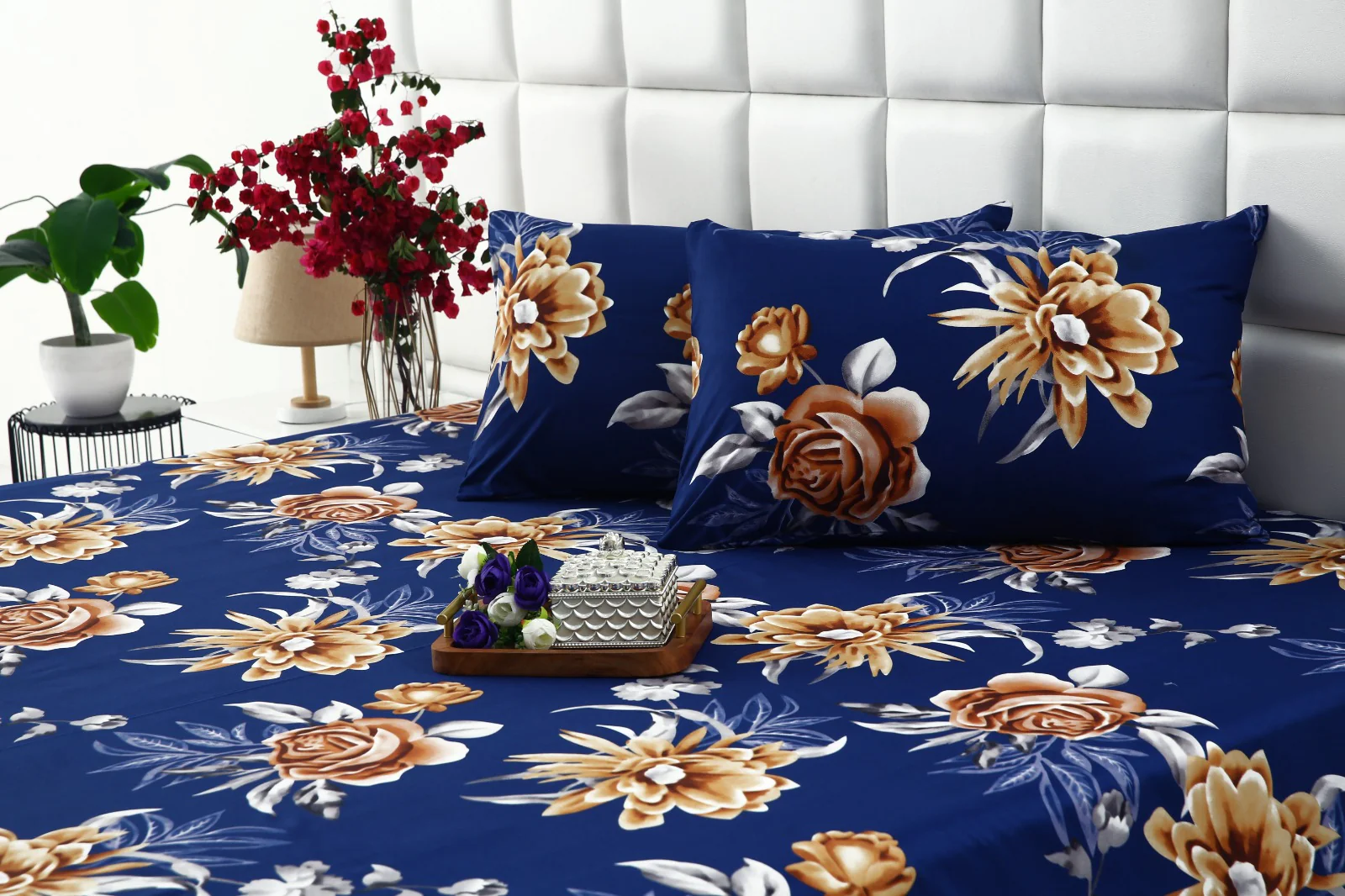 3 PCs Double Bed Sheet-Ethnic Flowers - Image 10