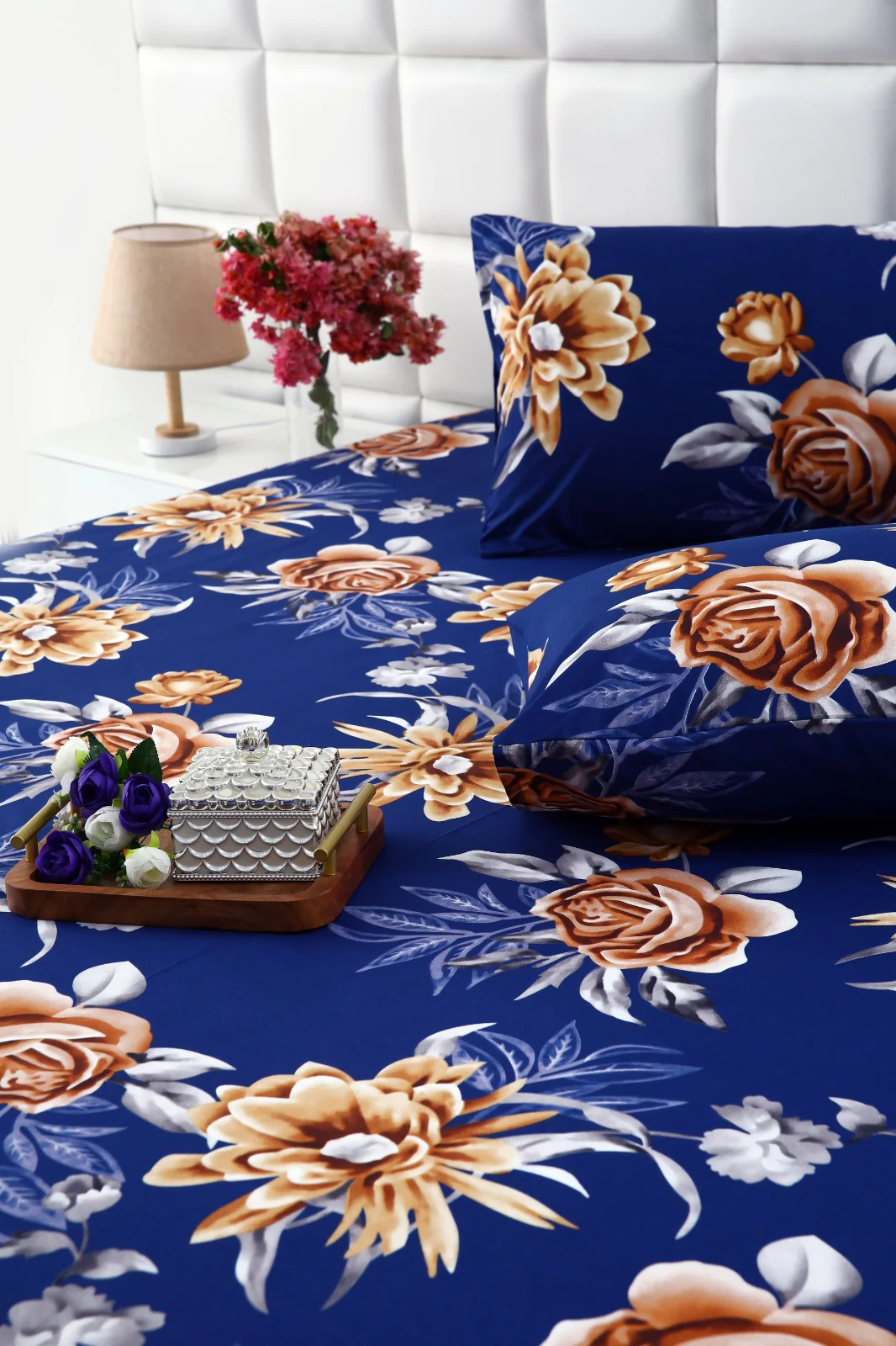 3 PCs Double Bed Sheet-Ethnic Flowers - Image 3