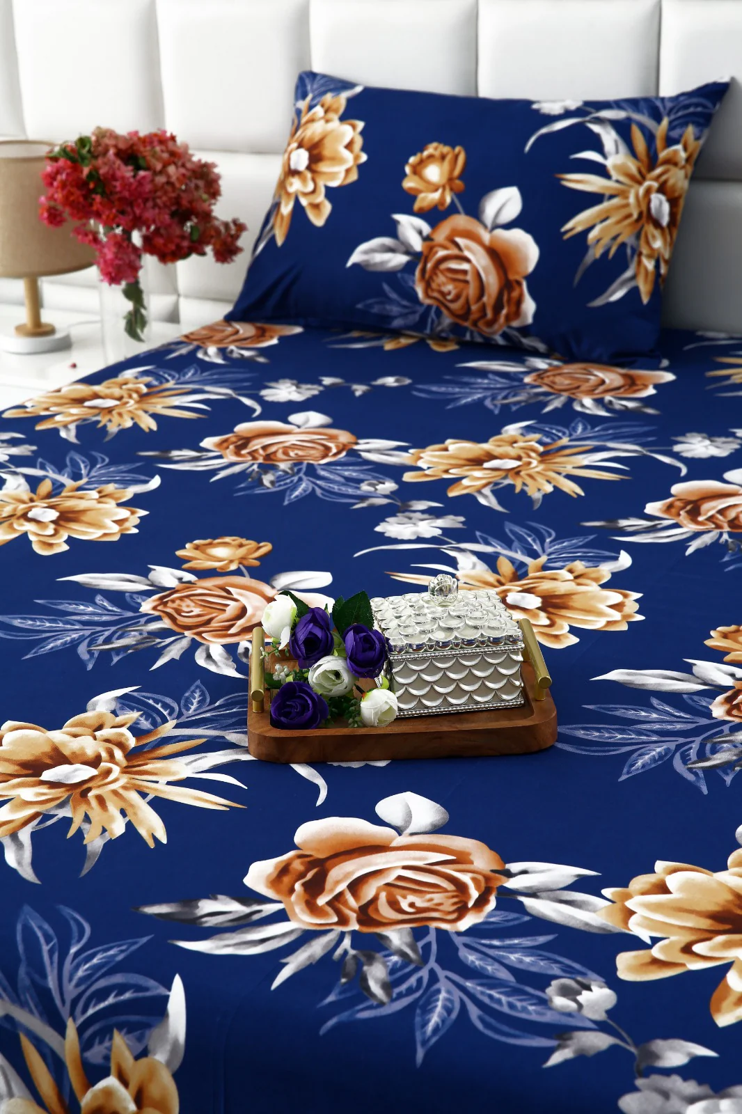 3 PCs Double Bed Sheet-Ethnic Flowers - Image 8