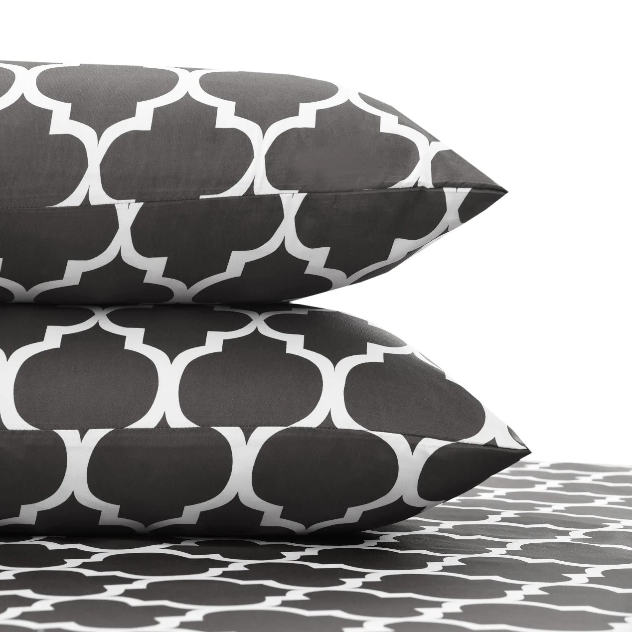 3 PCs Double Bed Sheet -Grey Geometric - Image 2