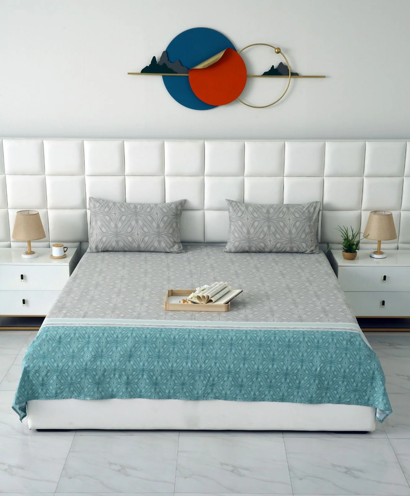 3 PCs Double Bed Sheet With Same Packing-Symmetric Floral - Image 4