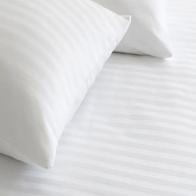 3 PCs Satin Stripe Bed Sheet(3914)-White - Image 4