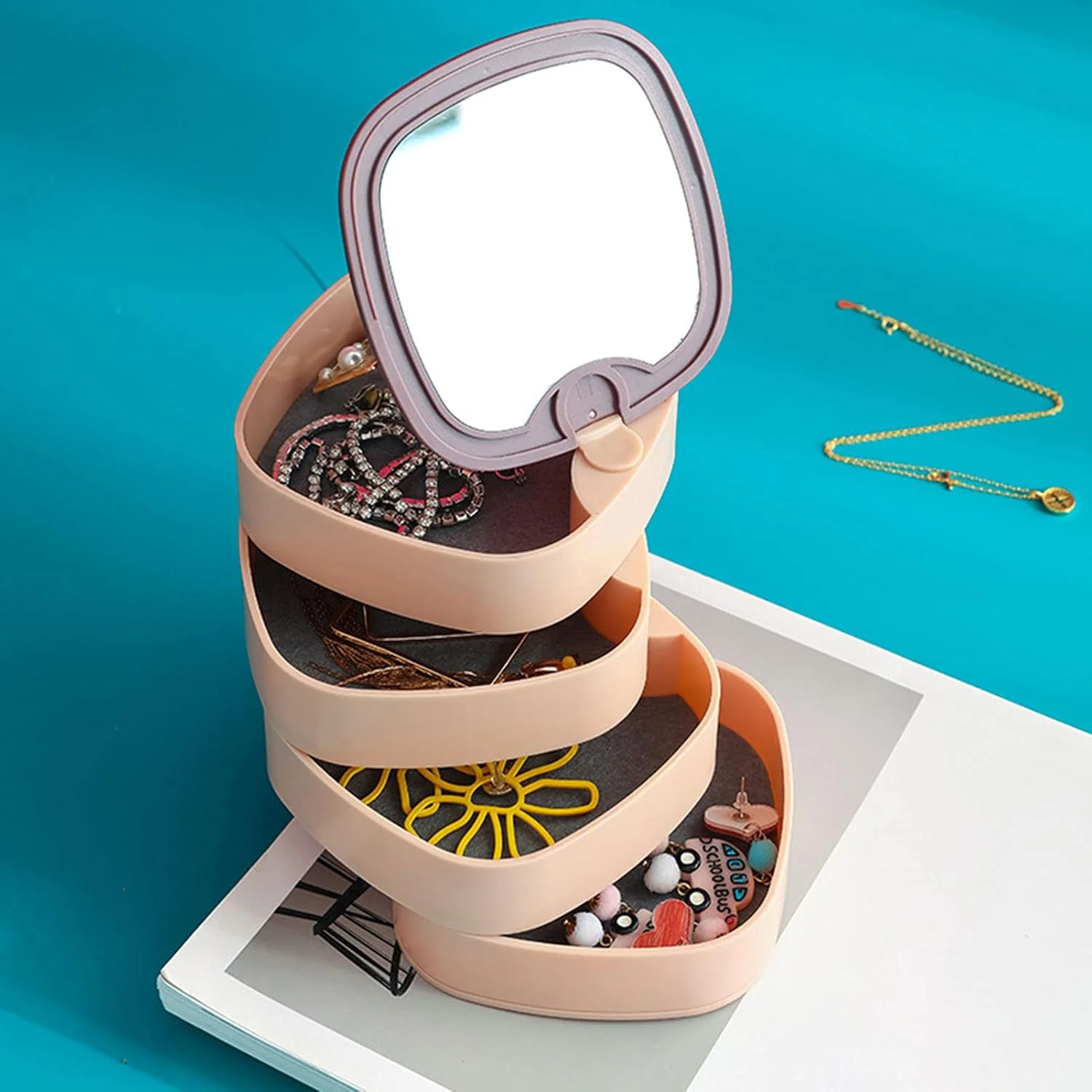 360° Rotatable Jewelry Organizer With Mirror-SA2408-190 - Image 10