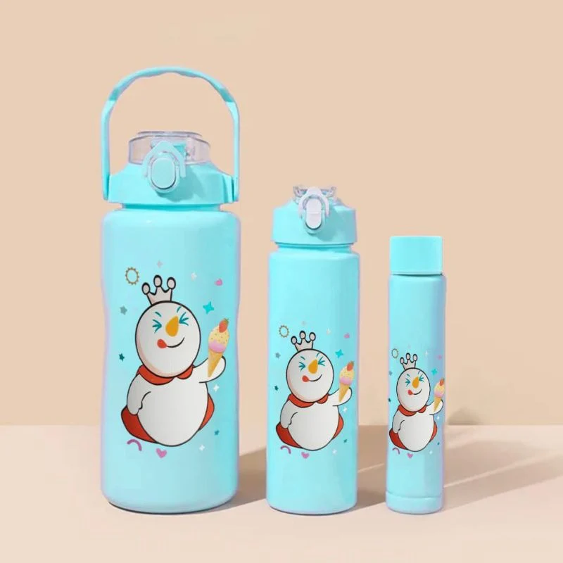 3PCS Water Bottle with Two Straws5594-15121(Fresh Green) - Image 5
