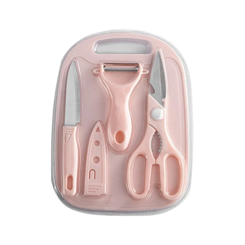 4 PCs Cutting Board With Knife Set(5716)-Blue - Image 13