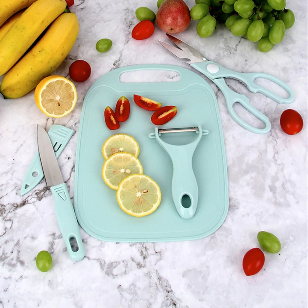 4 PCs Cutting Board With Knife Set(5299)-Pink - Image 4