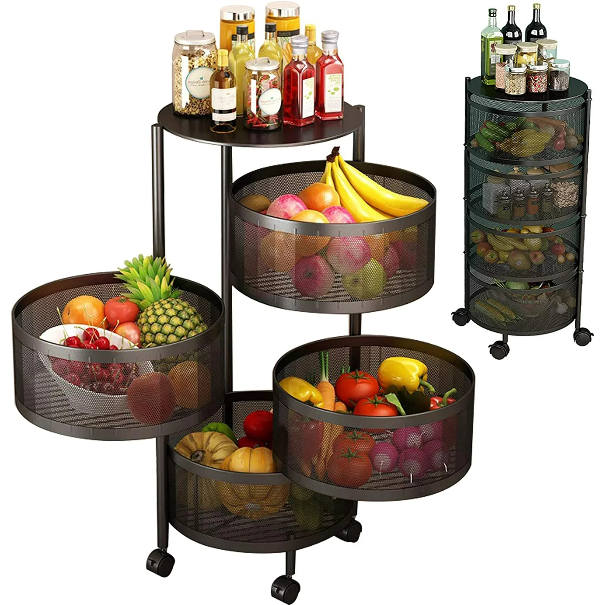 4 Tier 360 Degree Rotating Storage Rack-(5288)Round Black - Image 4