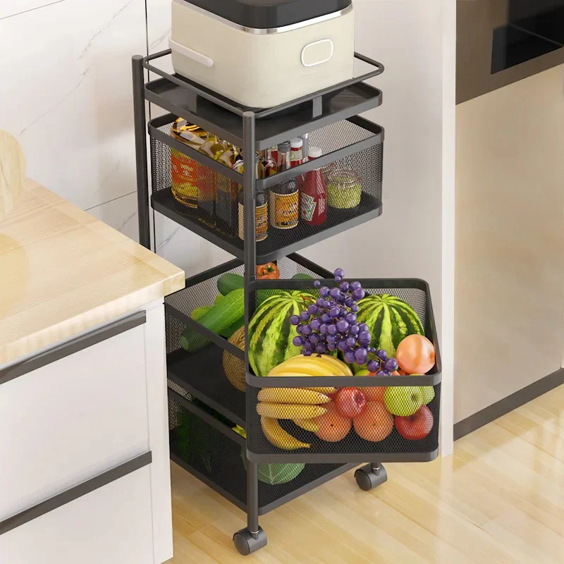 4 Tier 360 Degree Rotating Storage Rack-(5288)Square Black - Image 3