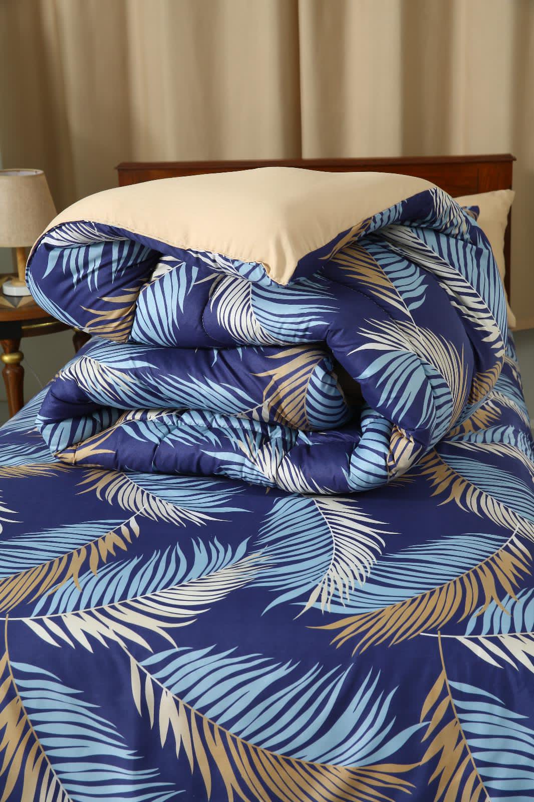 5 PCs Single Razai Set-Blue Feathers - Image 4