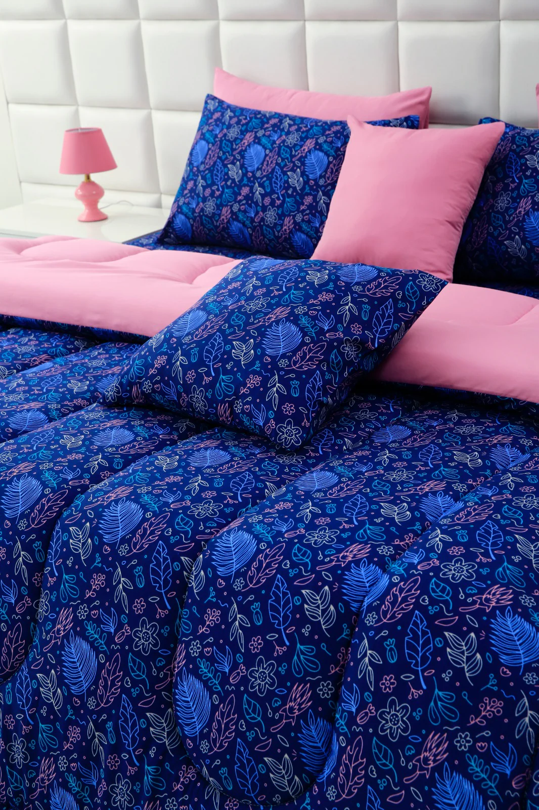 5 PCs Single Razai Set-Blue Lilly - Image 3