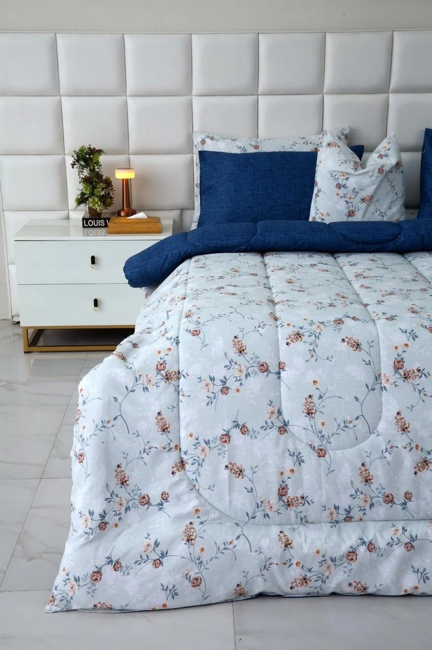 5 PCs Single Razai Set-Bluebells - Image 5