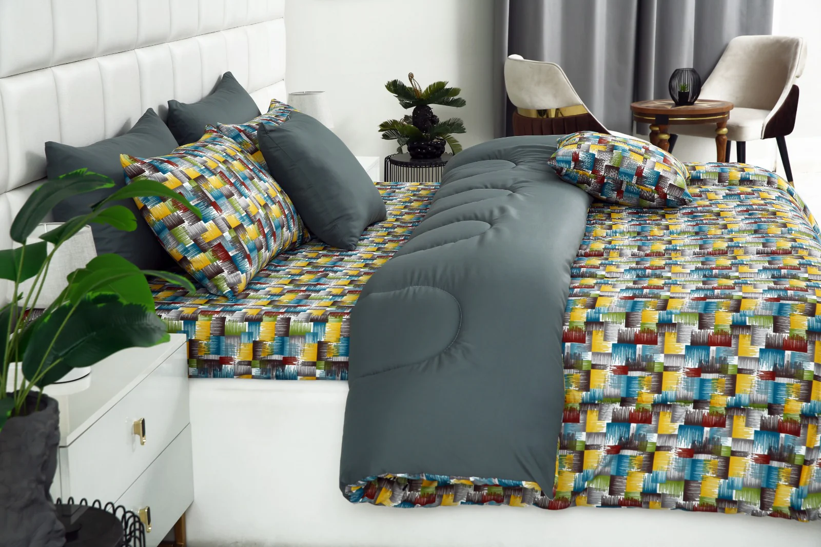 5 PCs Single Razai Set-Multi Ombre(with Grey Reverse) - Image 3
