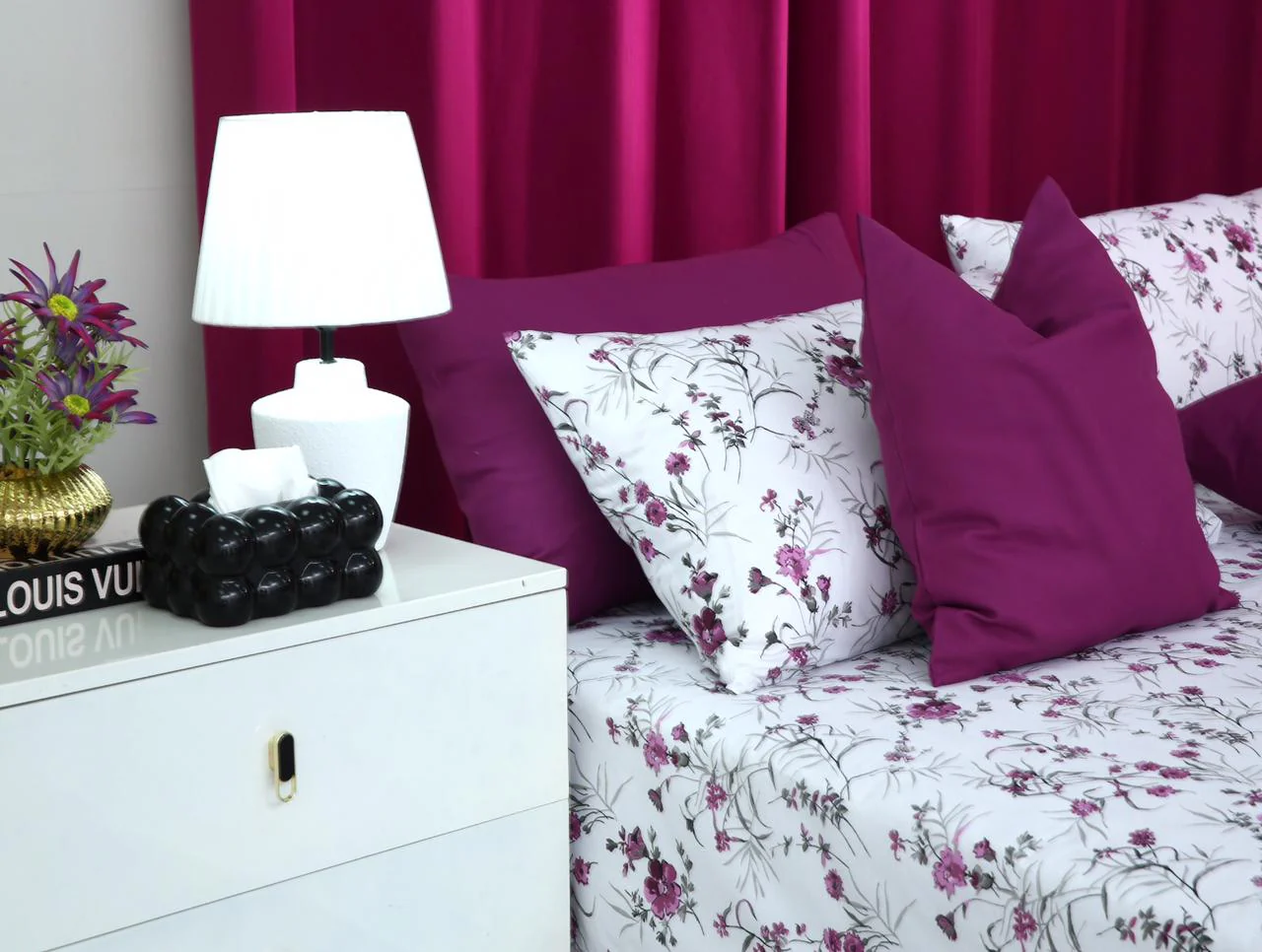 5 PCs Single Razai Set-Plum Petals - Image 5