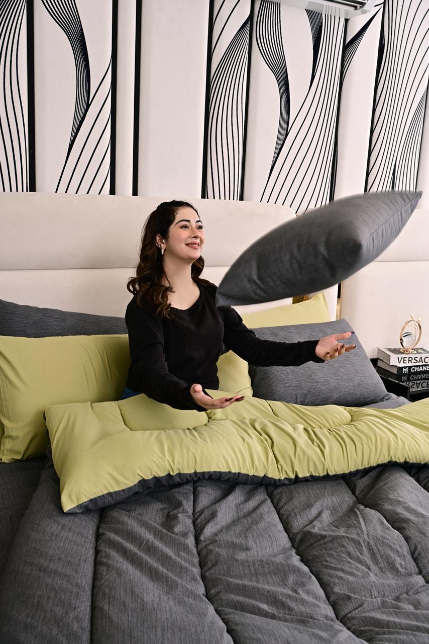 5 PCs Single Razai Set-Moss Whisper - Image 5
