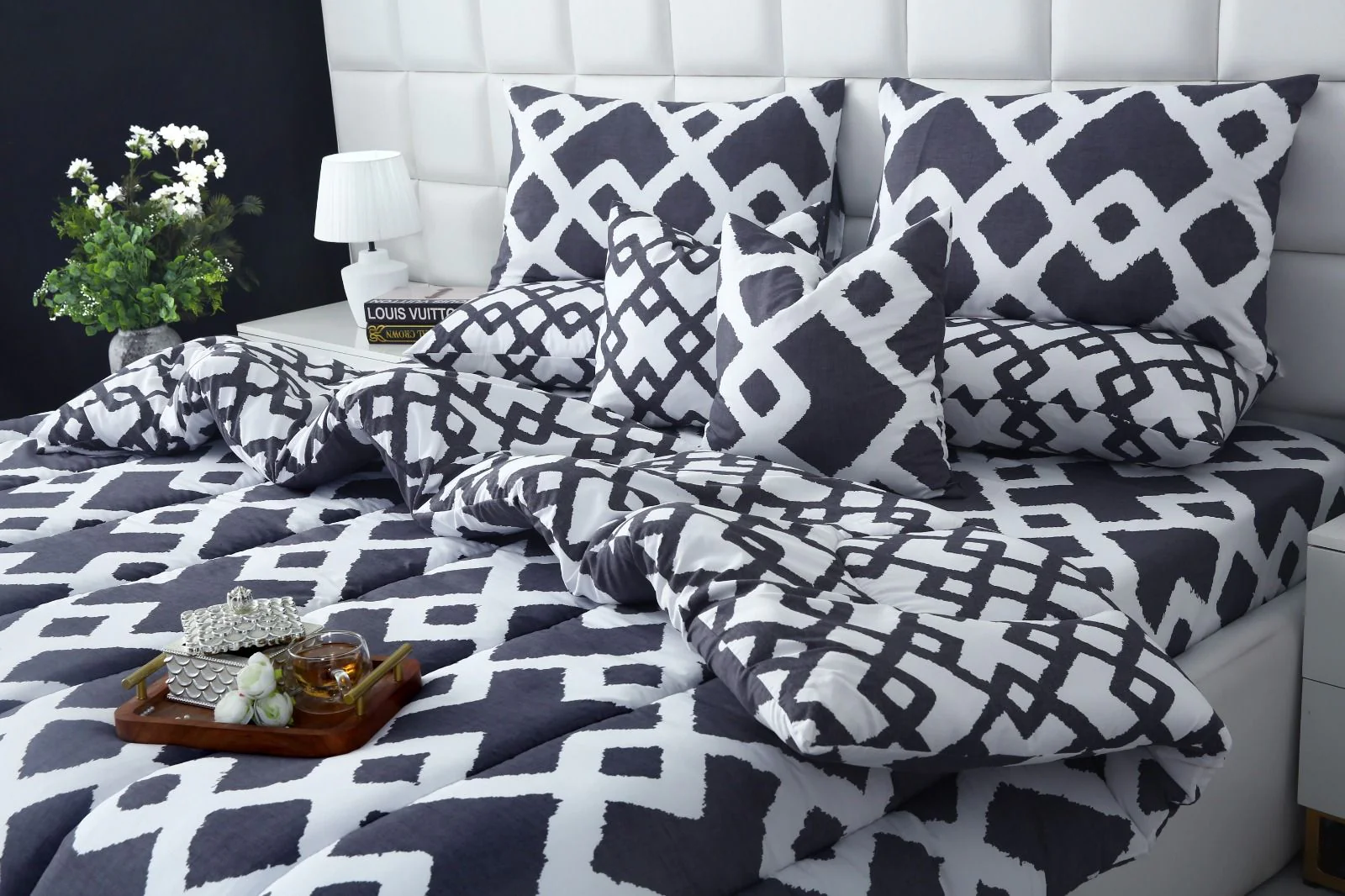 5 PCs Single Razai Set-Grey Diamond - Image 3