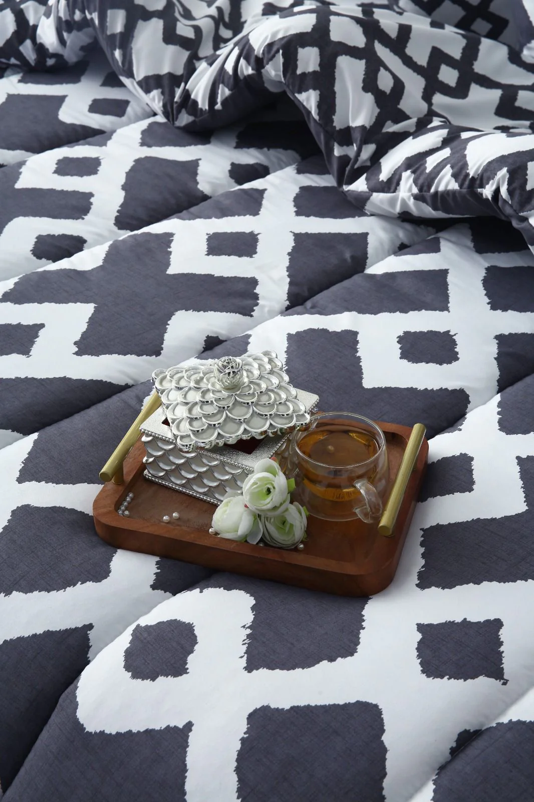 5 PCs Single Razai Set-Grey Diamond - Image 6