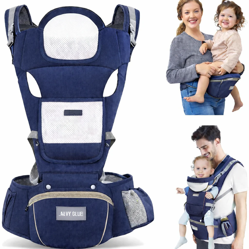6-in-1 Baby Carrier Baby Strap with Waist Stool-SA2408-183(Navy Blue)