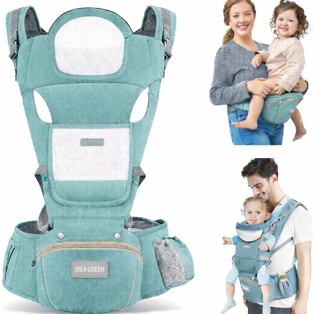 6-in-1 Baby Carrier Baby Strap with Waist Stool-SA2408-183(Sea Gree)