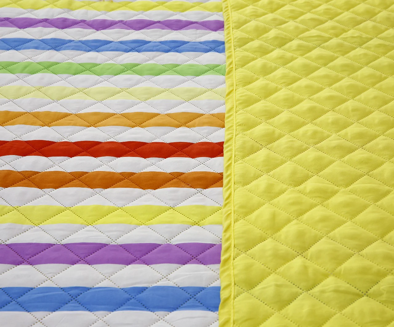 6 PCs Bed Spread Set-Multi Stripe(Yellow) - Image 8