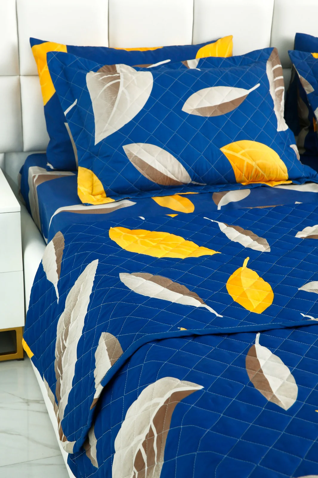 6 PCs Printed Bed Spread Set-Blue Oasis - Image 7