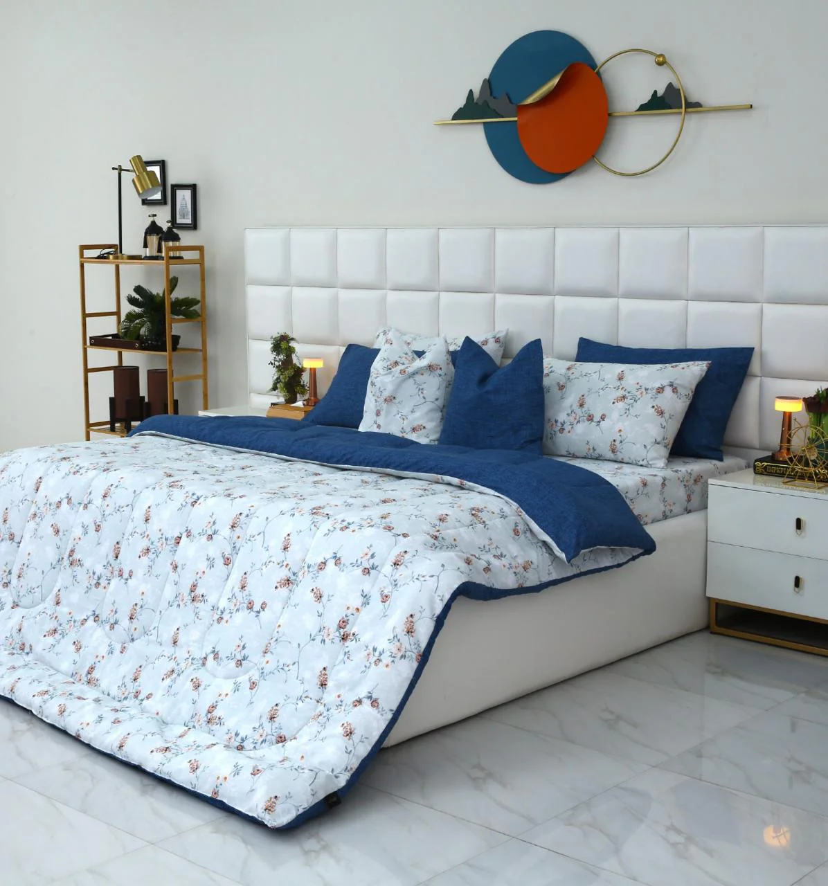 8 PCs Winter Comforter Set-Bluebells - Image 9