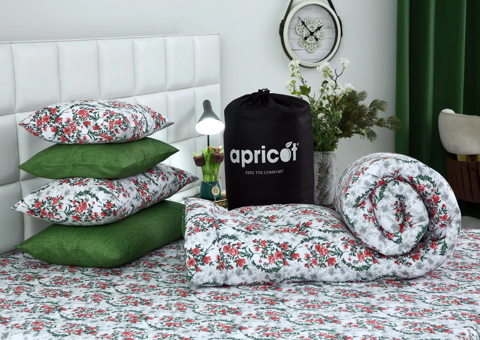 8 PCs Winter Razai Set-Emerald Blooms - Image 21