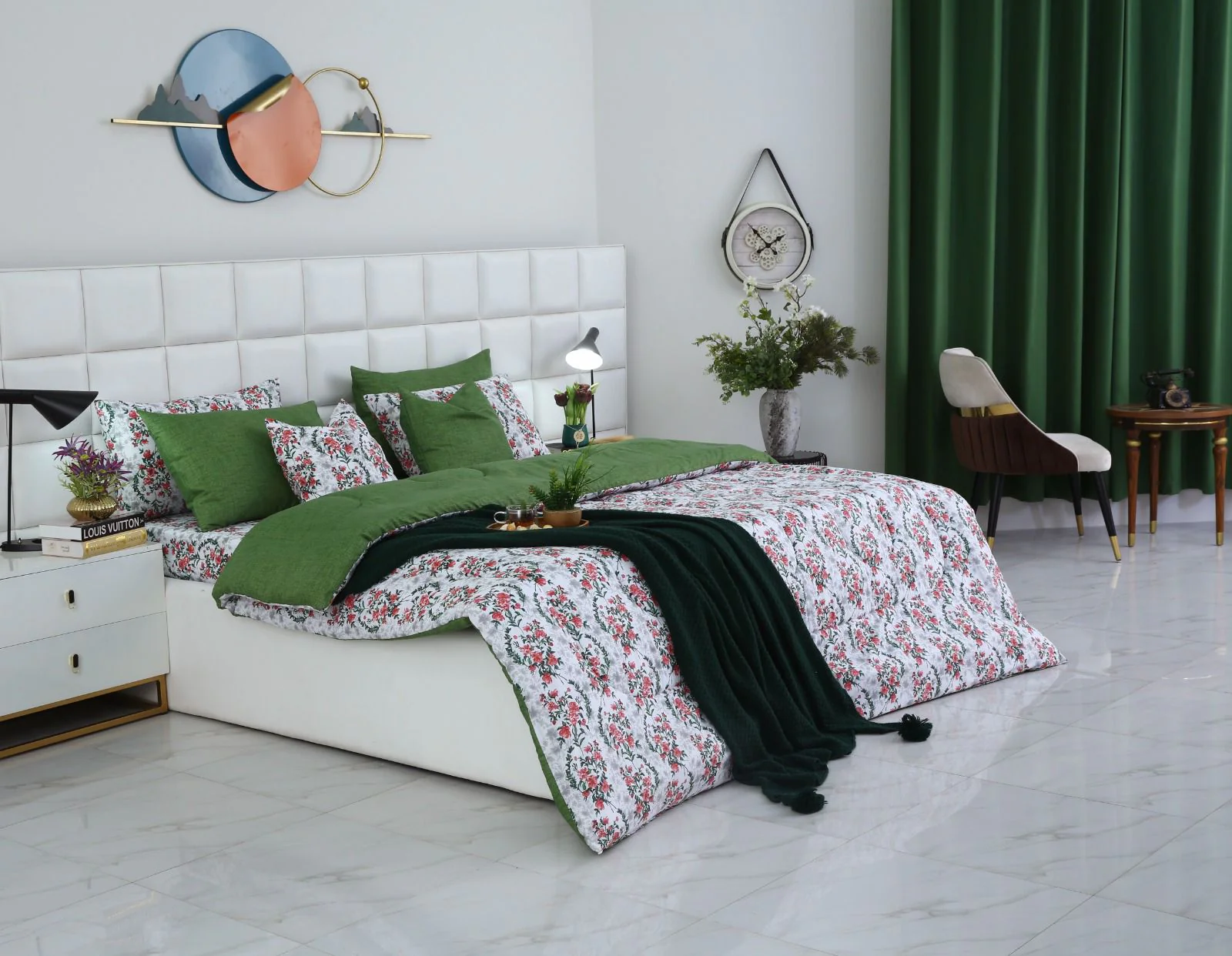 8 PCs Winter Razai Set-Emerald Blooms - Image 8