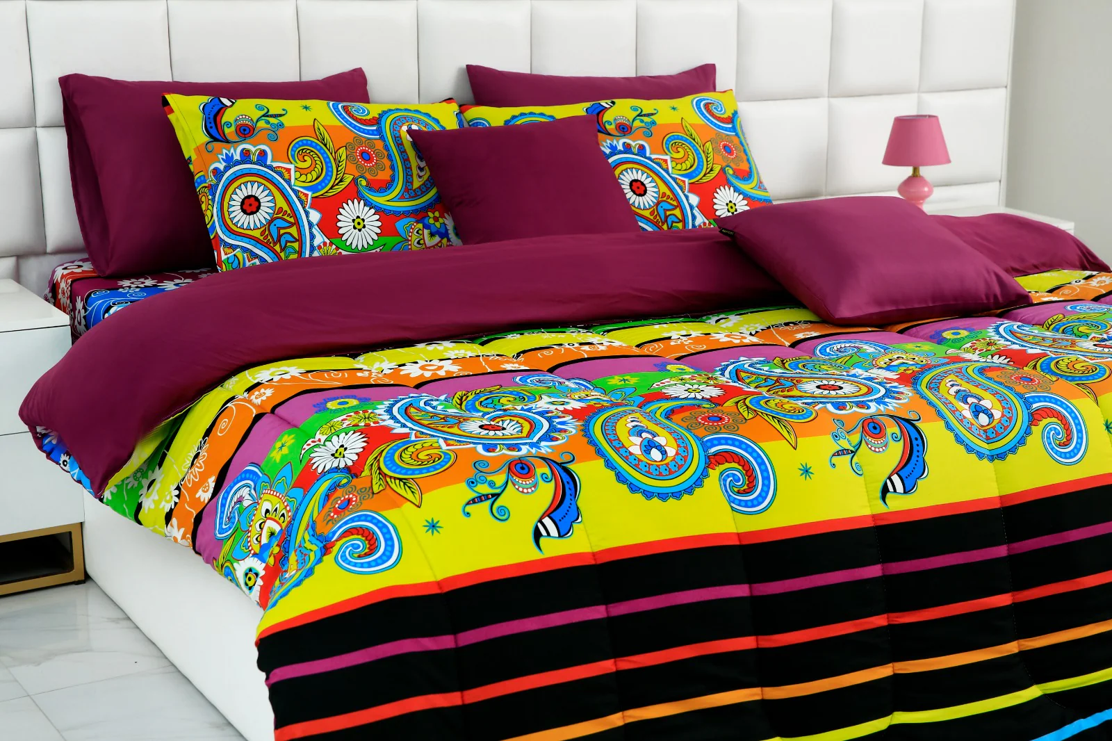8 PCs Winter Comforter Set-Multi Flowers - Image 5