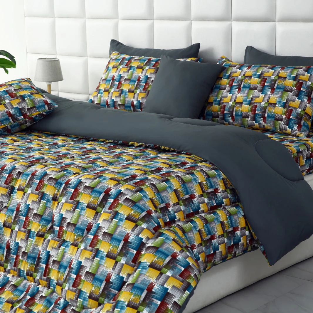 8 PCs Winter Razai Set-Multi Ombre (Grey Reverse) - Image 3