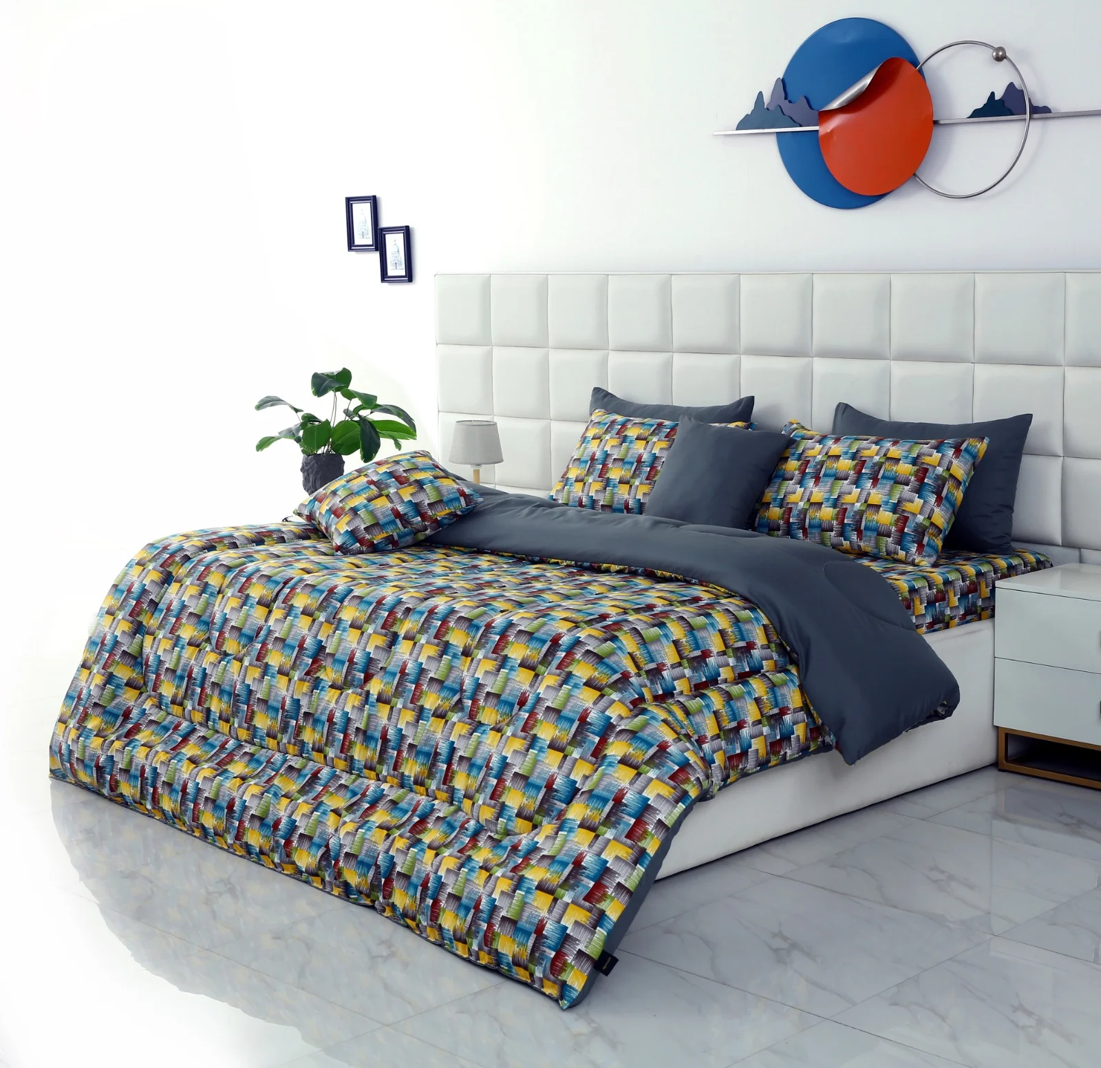 8 PCs Winter Razai Set-Multi Ombre (Grey Reverse) - Image 9