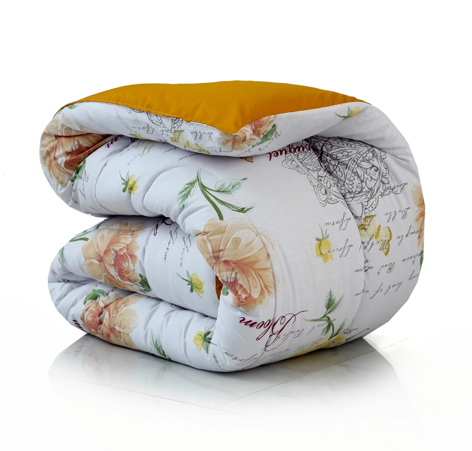 8 PCs Winter Razai Set-Mustard Flowers - Image 11