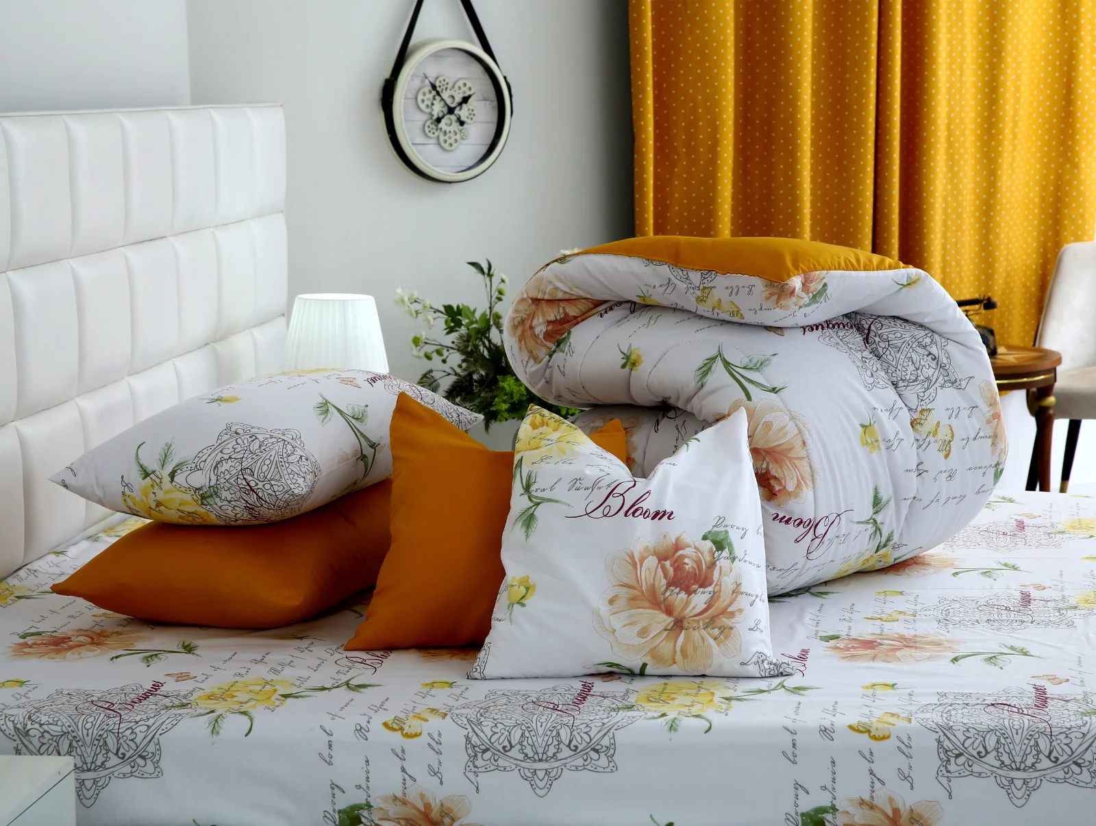 8 PCs Winter Razai Set-Mustard Flowers - Image 6