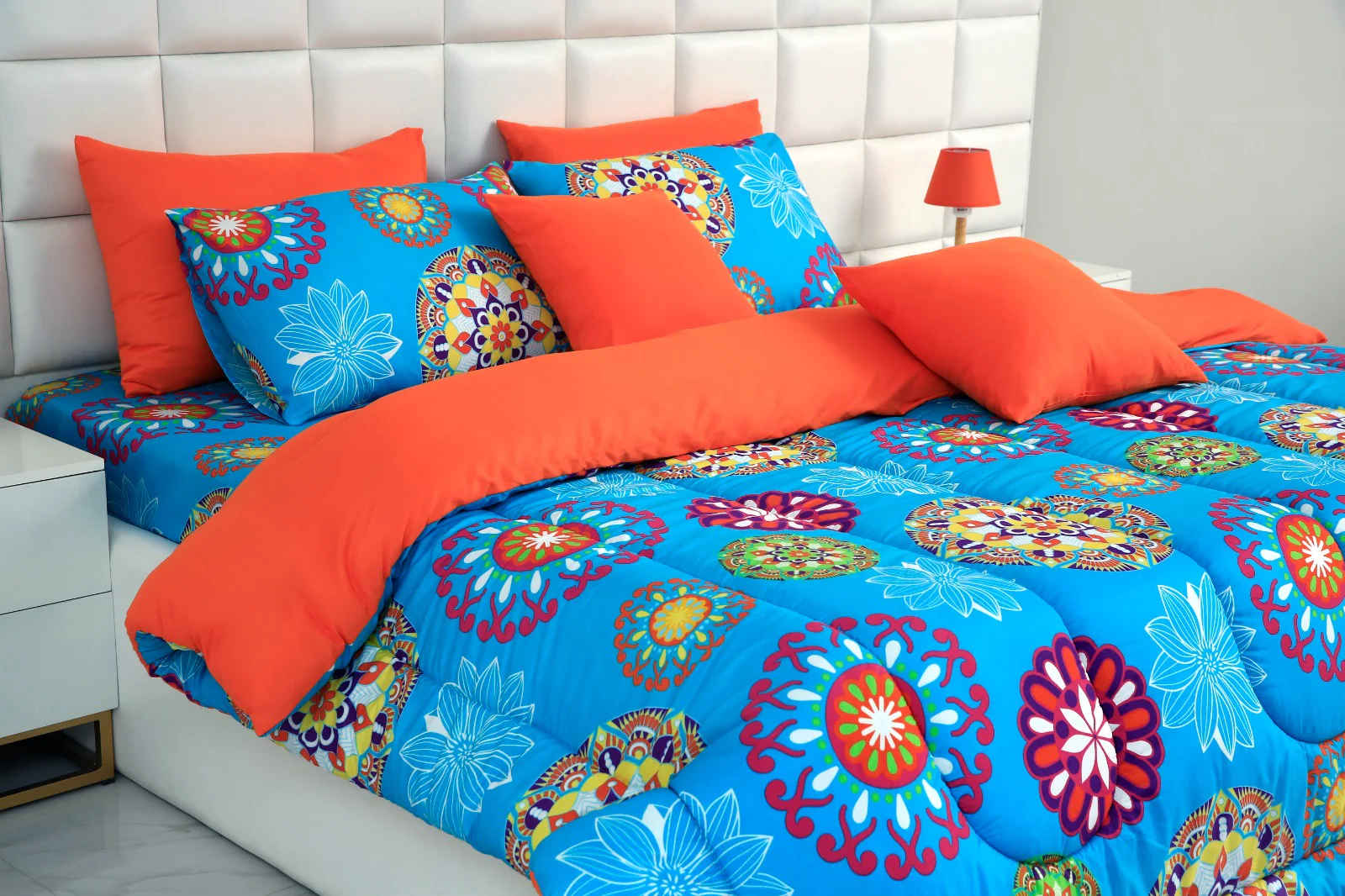 8 PCs Winter Comforter Set-15000Turquoise Flower - Image 6