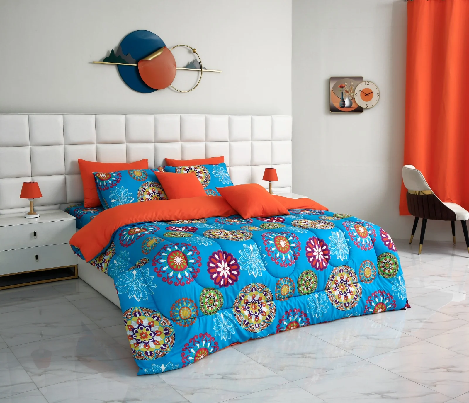 8 PCs Winter Comforter Set-15000Turquoise Flower - Image 7