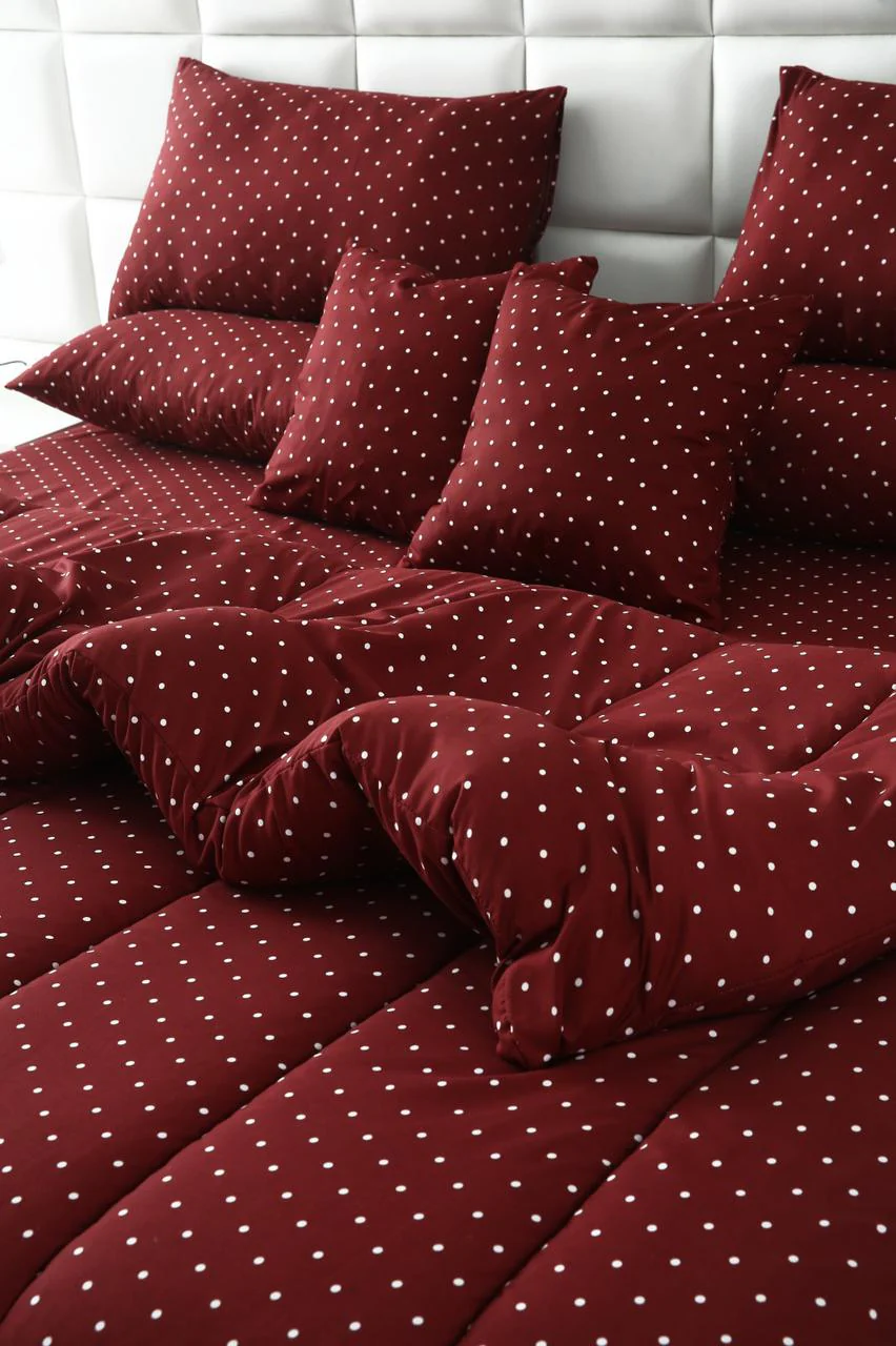 8 PCs Winter Razai Set-Plum Polka - Image 11
