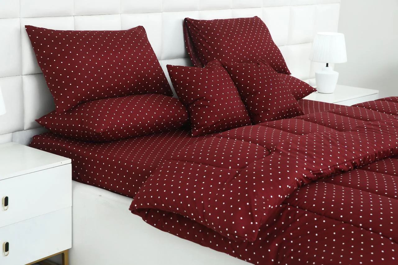 8 PCs Winter Razai Set-Plum Polka - Image 9